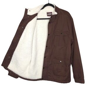Alesbury Men's Sherpa Lined Jacket Brown Field Jacket Pockets Barn XL Workwear